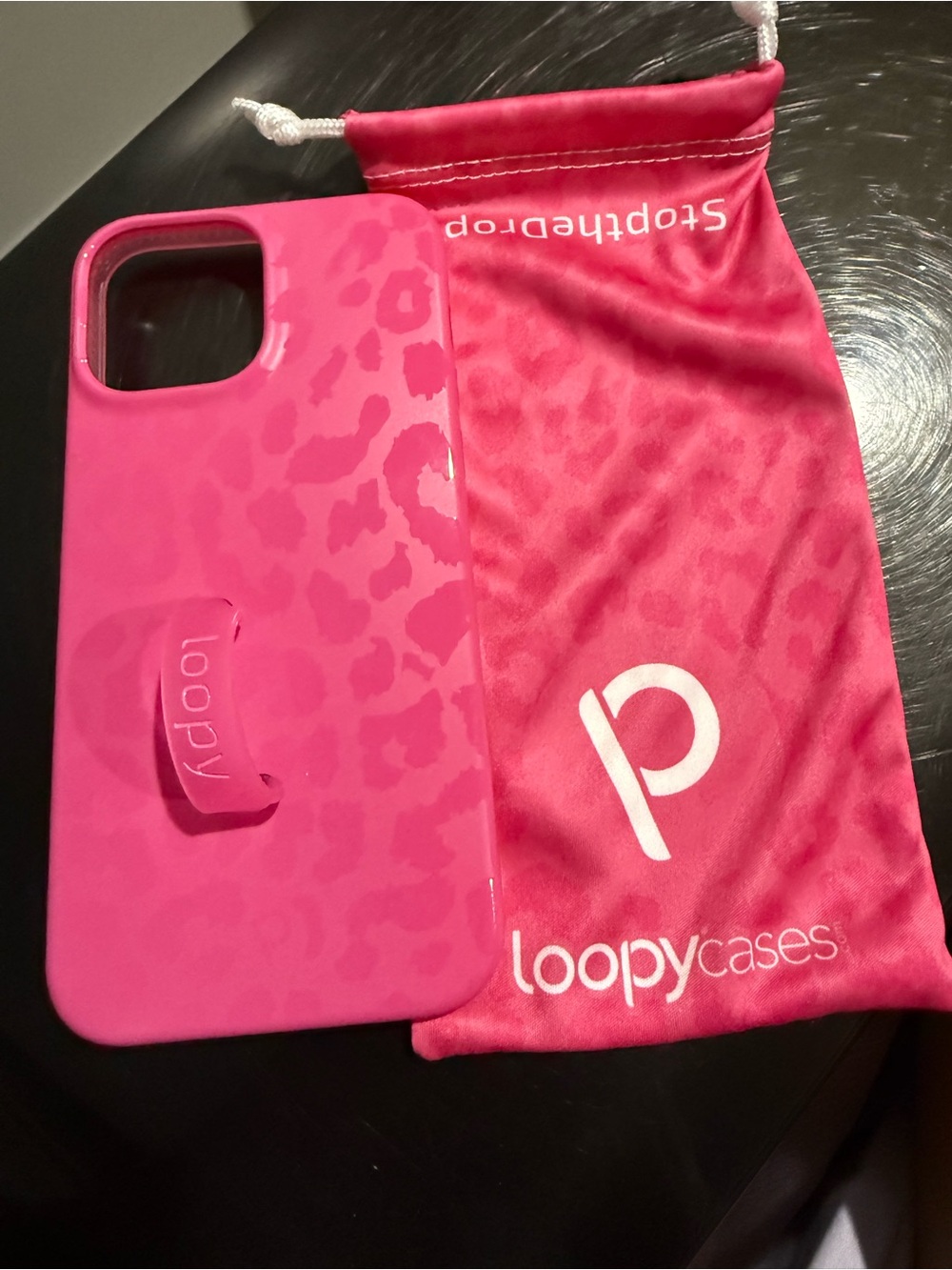 Loopy Case Pink Leopard-Print Phone Case with Grip Loop